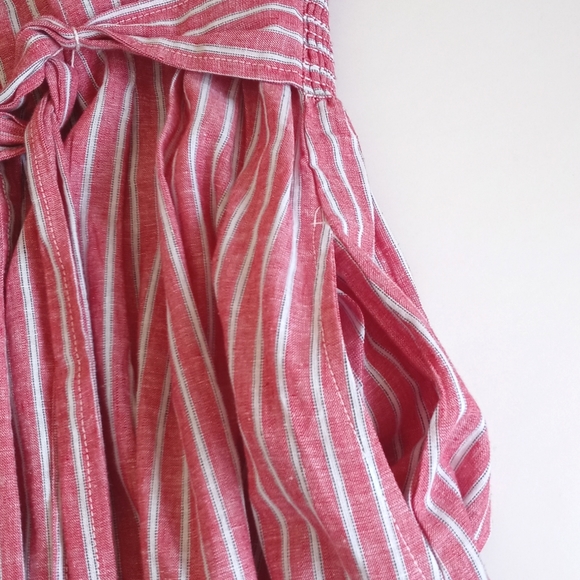 *** Re-Listed** Beautiful Max Studio Red w White Stripes Linen High Low Dress S - Picture 7 of 10